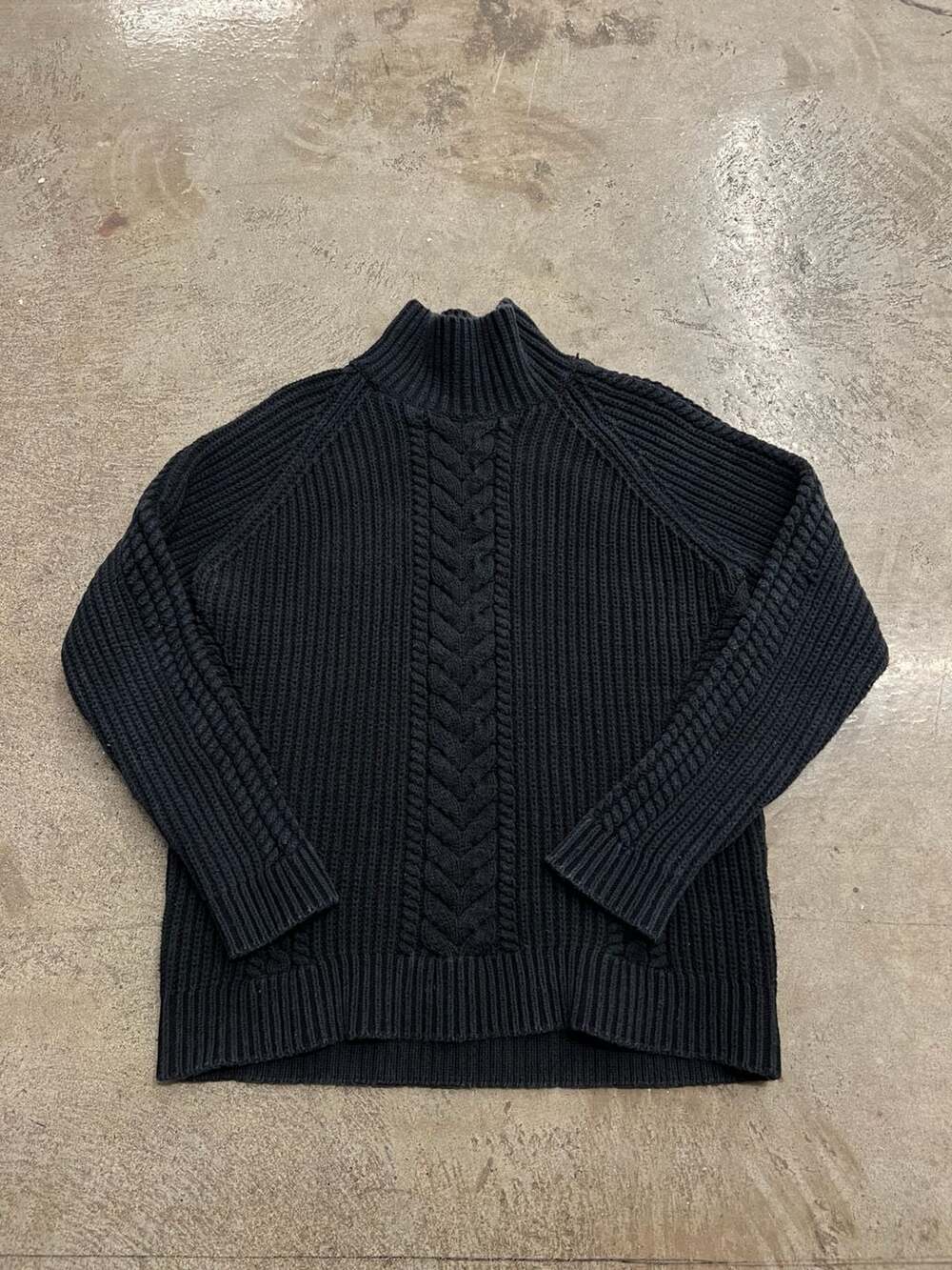 Lululemon Mock Neck Cable Knit Sweater Black Size 8